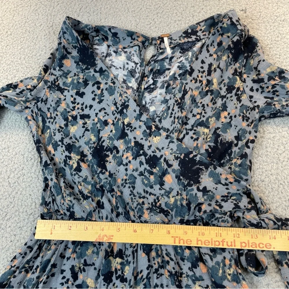Free People‎  Romper Womens Small  All The Right Ruffles Raven Combo Button Back